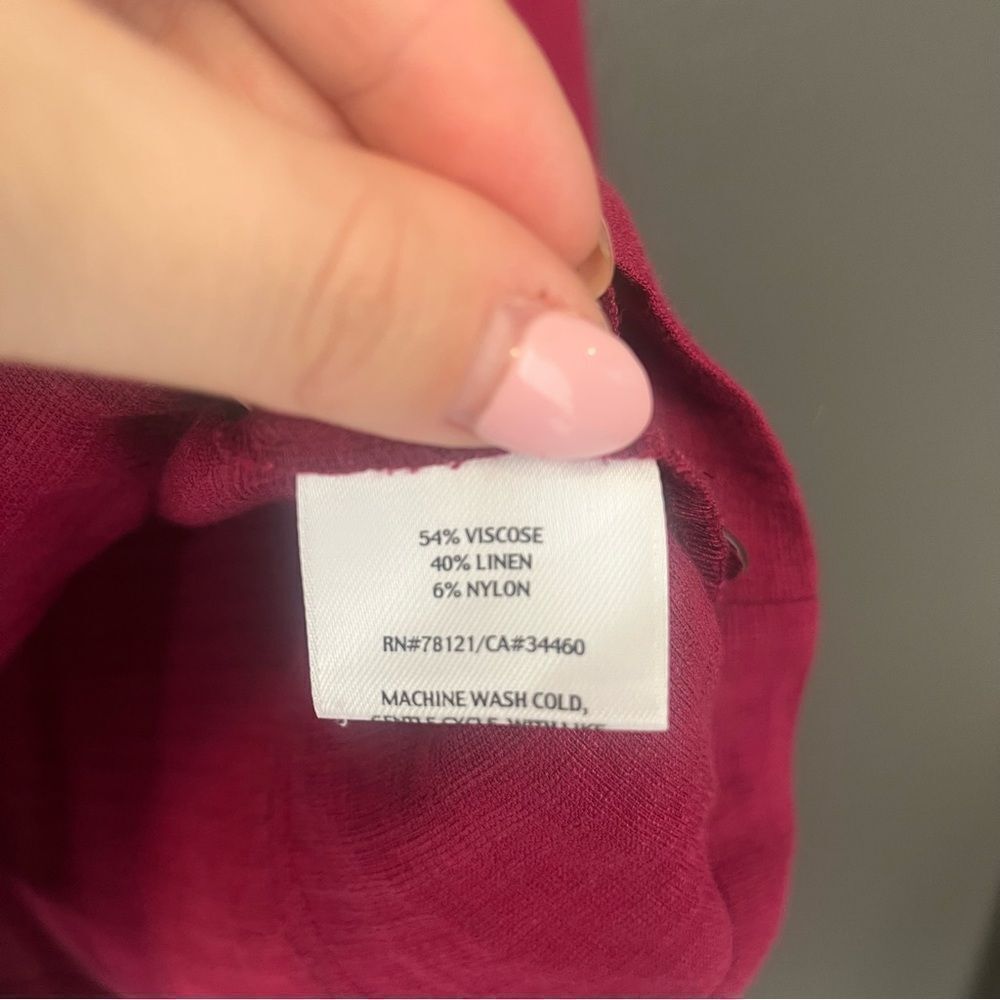 Eileen Fisher Raspberry Linen Blend Button Front … - image 6